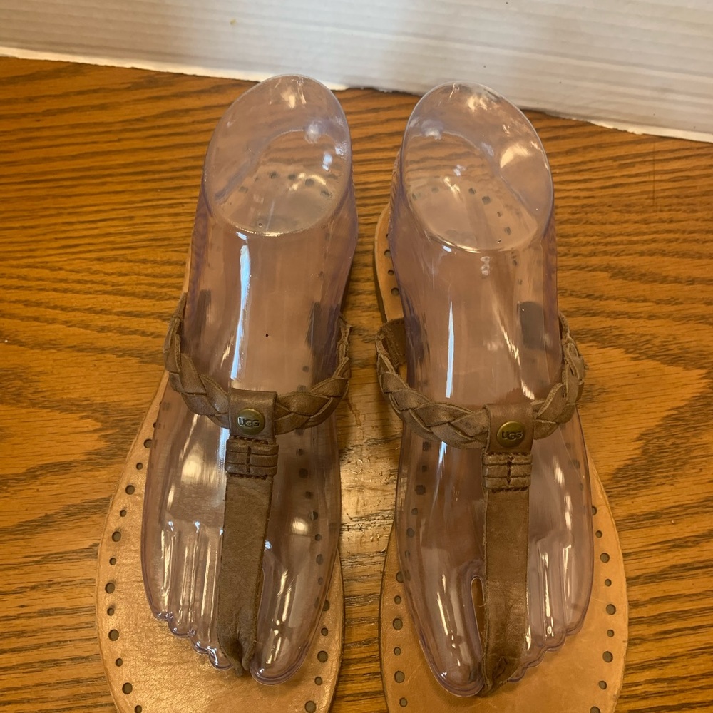 UGG Women's Brown Braided Sandals Size 8 casual hippie, festival Boho flat fun - Picture 2 of 11